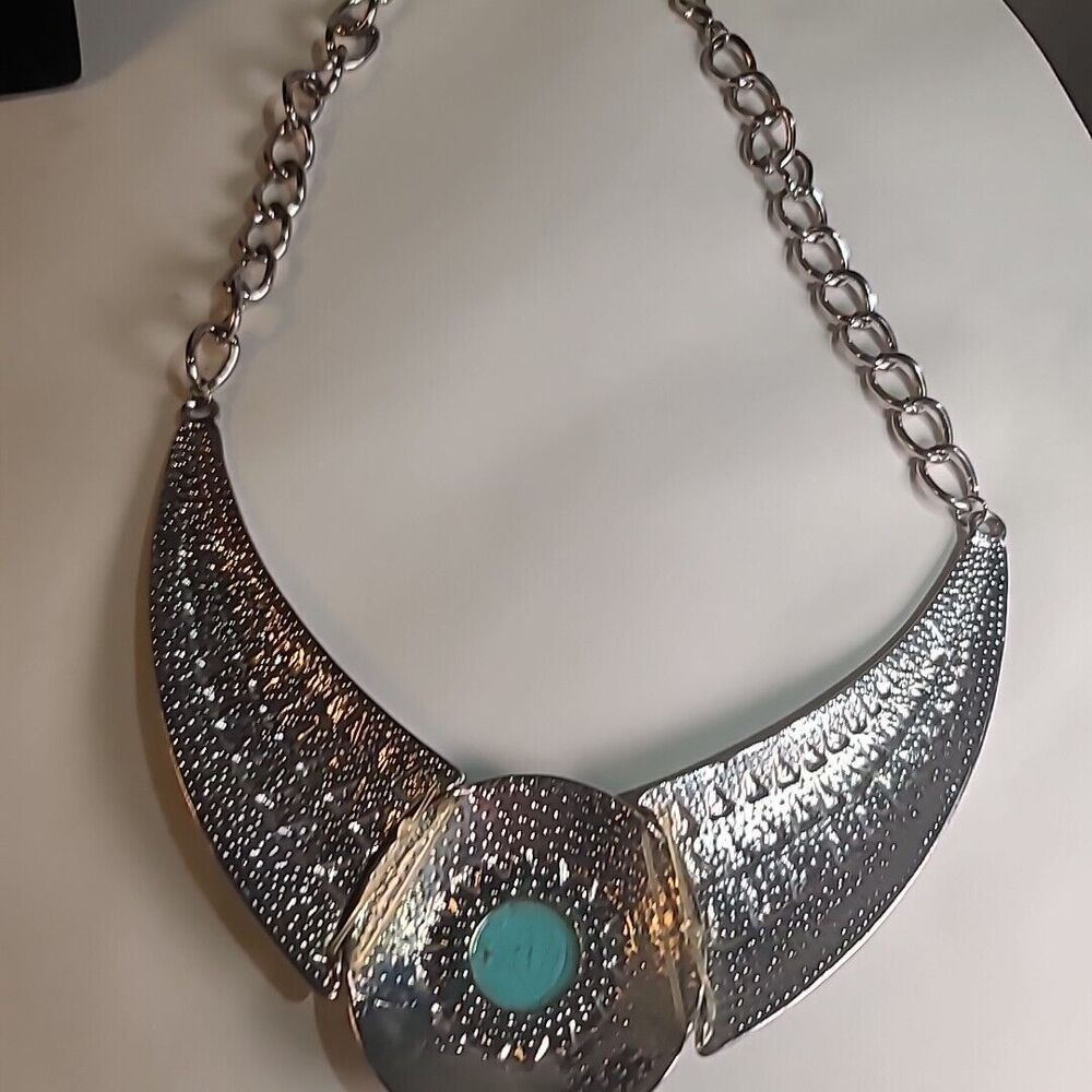 NWT Vintage Da Vinci Necklace W/ Earrings  TURQUOISE Silver Tone - Picture 5 of 7